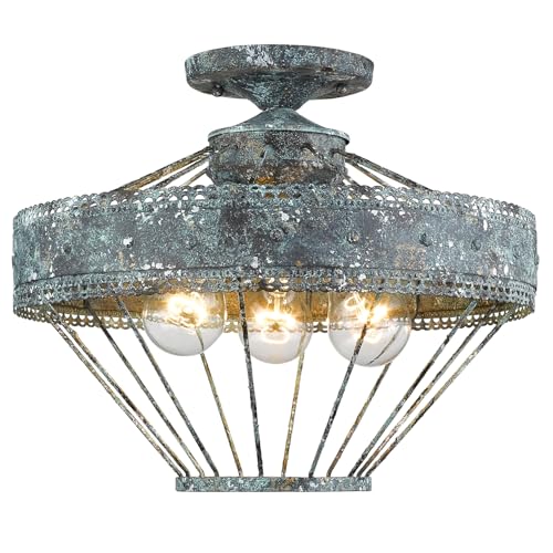 Golden Lighting 7856-SF VP Ferris Semi-Flush, Blue Verde Patina