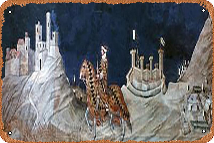 Metal Tin Sign 8 X 12 Inch - Commemoration ..At the Siege of Montemassi..., 1328 - Poster Metal Plaque Cafe, Bar, Home Wall Decor, caizhi801853