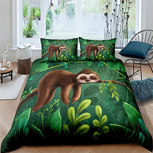 Hiseng Kinderbettwäsche-Set '3D Faultier' - Weiche Mikrofaser-Bettwäsche Für Jungen & Mädchen