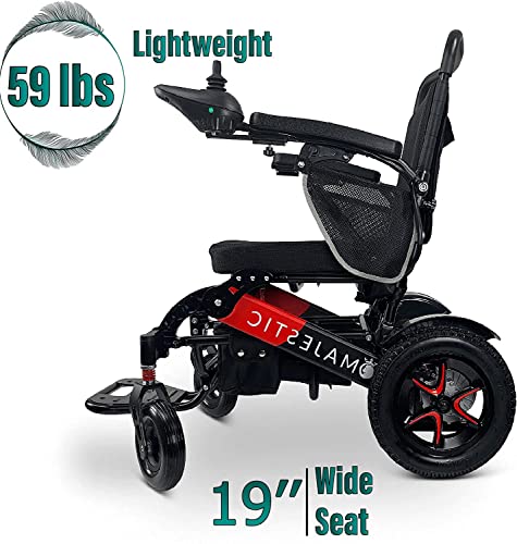 Malisa Electric Wheelchair, Automatic Folding Power Wheelchair For Adults, Foldable Motorized Wheel Chair, Portable Lightweight All Terrain Electric Wheelchairs For Seniors (Black-Red Frame) #TOP2