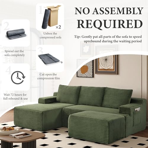 Image of 96 inch Sectional Couches for Living Room Cloud Couch Sofa with L-Shape Upholstered Boneless Couchs Modern Modular Sectional Couch with Chaise