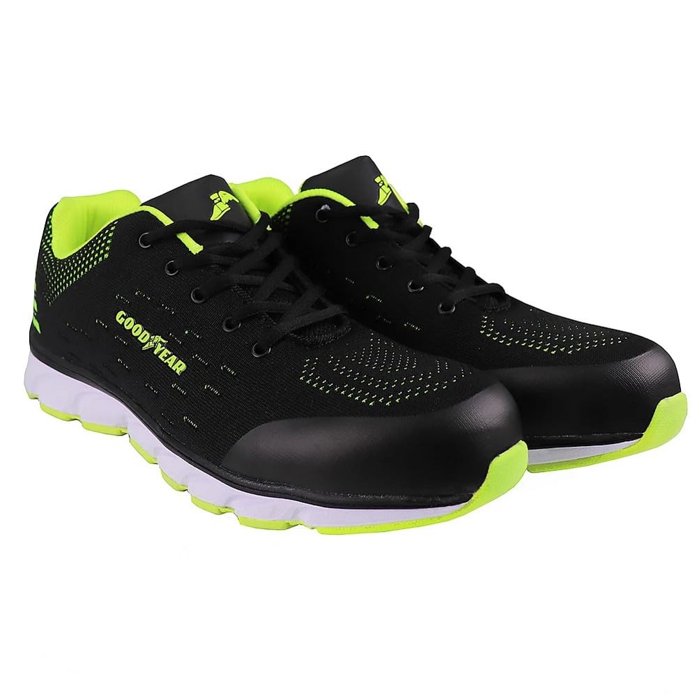 Goodyear Men's Work Safety Sporty Athletic Trainer, Black Green, 11 UK