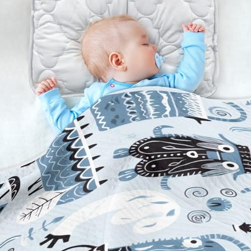 Image of Cartoon Viking Baby Blanket Cotton Cozy Throw Blanket Warm Nursery Swaddle Receiving Toddler Blankets 30 inch x 40