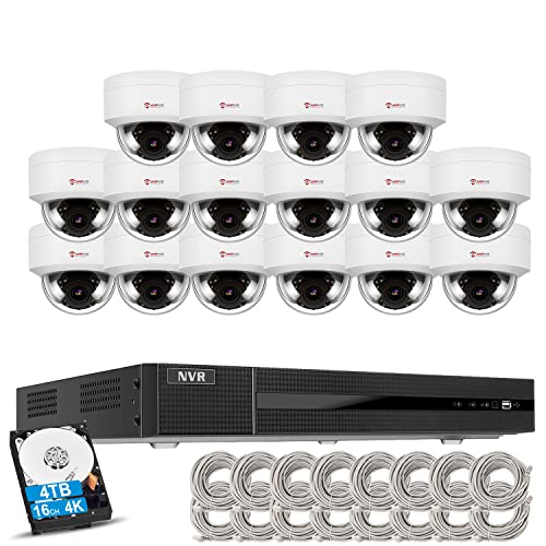 Get Special Price Anpviz 5MP IP PoE Security Camera System, 16pcs 5MP Outdoor IP66 Weatherproof PoE IP Dome Cameras with Audio Night Vision, H.265 8MP 16CH NVR with 4TB HDD Video Surveillance NVR System for Recording