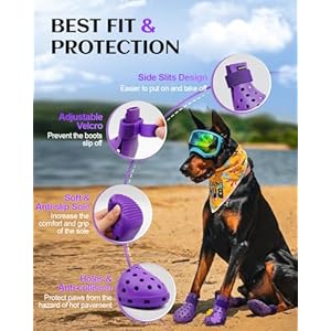 Dog Shoes for Hot Pavement - Dog Shoe for Small & Medium & Large Dogs, Dog Boots Paw Protectors, Easy ON & Off, Non-Slip, Waterproof, Easy-Clean Dog Booties for Beach and Snow (Purple, L) Dog Shoes for Hot Pavement Dog Shoe for Small Medium Large Dogs Dog Boots Paw Protectors Easy ON Off Non Slip Waterproof Easy Clean Dog Booties for Beach and Snow Purple L