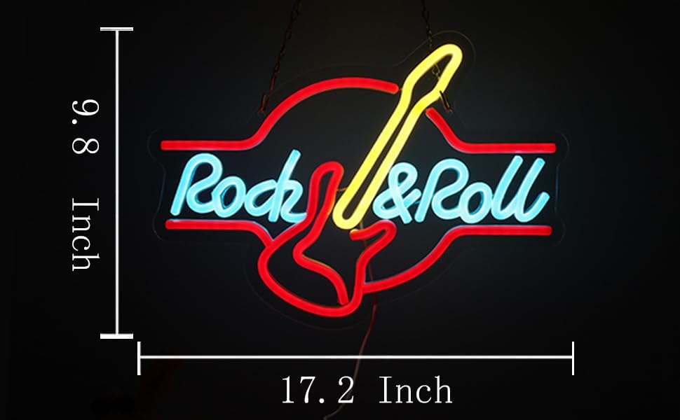 Miniatura 7 de Letrero de neón para guitarra, mediano, multicolor, acrílico, retro, tema musical, montaje en pared, rock & roll