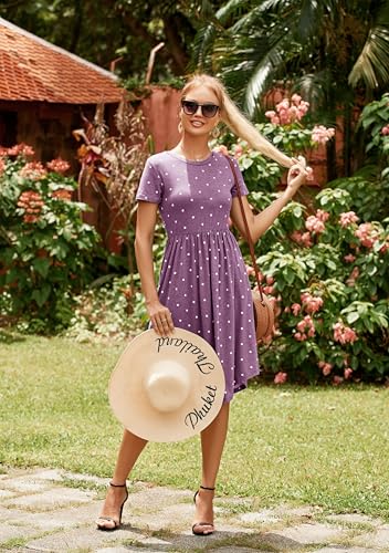Image of Simier Fariry Womens Summer Modest Work Casual Midi Knee Dress Pocket Short Sleeve Teacher Outfits Spring Travel Clothes