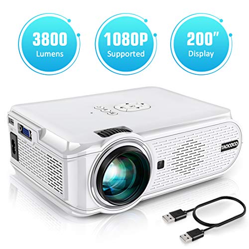 Proyector TAOCOCO Mini Portátil Proyector de Cine en Casa 3800 Lúmenes Altavoces...