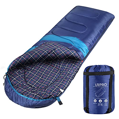 Saco de dormir URPRO azul para 1 persona, 3-4 estaciones, resistente al agua, ligero y portátil con bolsa de compresión miniatura 1
