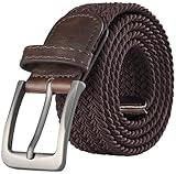 GALLERY SEVEN Woven Elastic Braided Belt For Men - Fabric Stretch Casual Belt - Brown - X-Large (44-48