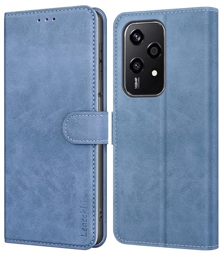 Leacckl for Honor 200 Lite Case Leather Wallet Case for Honor 200 Lite Flip Phone Case with TPU Shockproof Shell and Card Holder Blue