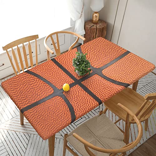 Rectangle Tablecloth Basketball Ball Sport Fitted Elastic Edged Waterproof Wipeable Table Cloth Cover Decorations 5 Ft Table Pad Cover For Party Dinning Room Picnic #TOP9