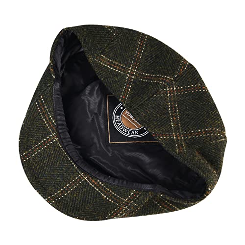 Image of VOBOOM Men's Herringbone Flat Ivy Newsboy Hat Wool Blend Gatsby Cabbie Cap