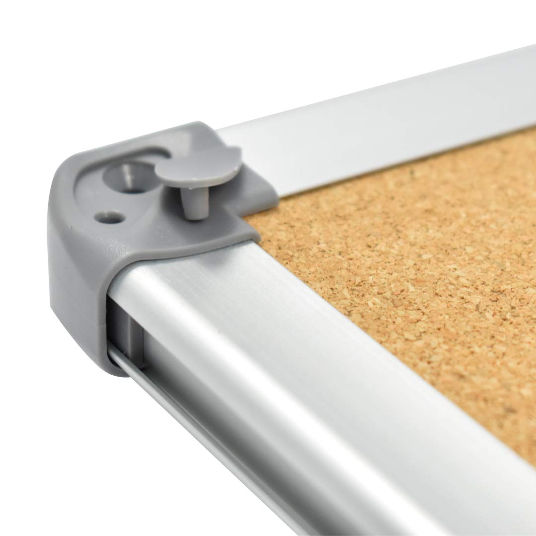 Danieli Store | Pizarra de Corcho Pared con Marco de Aluminio 60x45cm | Tacos para Fijación en Pared Incluidos | Esquina Cubretornillos Retráctil