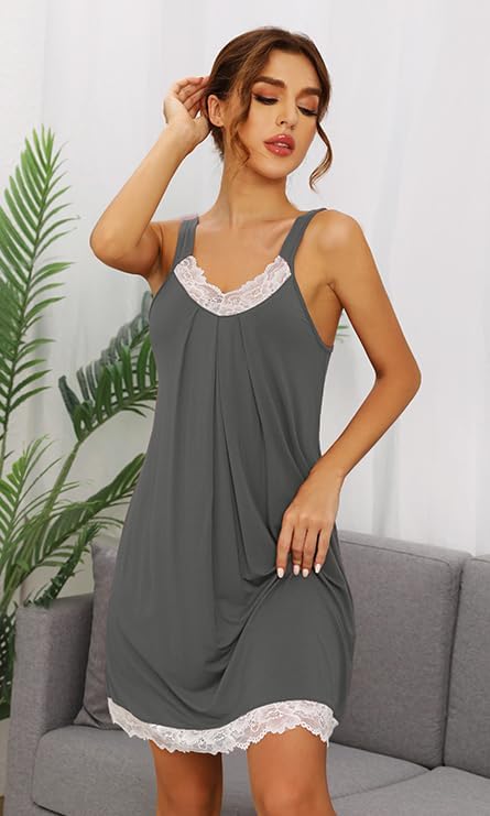 WiWi Bamboo Viscose Slip Dress for Women Cooling Dresses Super Soft Chemise Plus Size Nightgown Full Slips Babydoll S-4X - Image 4