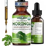 PURA VIDA Organic Moringa Oleifera Liquid Leaf Extract Drops - Boost Your Energy and Metabolism Levels. Anti-Inflammatory That Is Great For Joint Pain. Single Origin from Nicaragua 2oz.