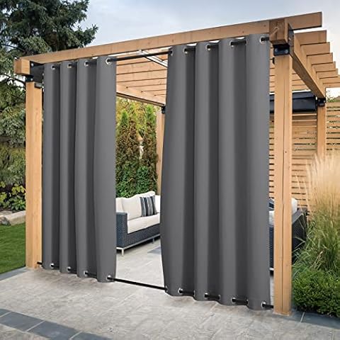 PONY DANCE Grey Outdoor Blackout Curtains Cover