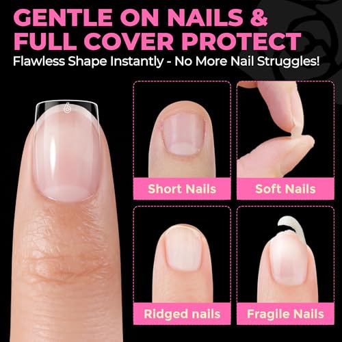 Image of UNA GELLA Extra Short Square Nail Tips 504PCS - XS Sharp Square Pre-Etched Soft Gel Full Cover Acrylic False Nails, Press On Nails for French Style DIY Salon at Home, 12 Sizes