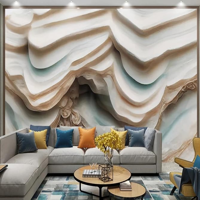 Papier peint marbre jade 200x140 cm : décor mural salon style européen