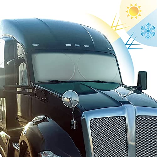 Semi Truck Sun Shade for Windshield and Side Windows | Upgrade 300T Semi Window Sunshade Sun Protection Block UV/Sun Heat Rays for Semi Commercial & Big Rig Truck RV