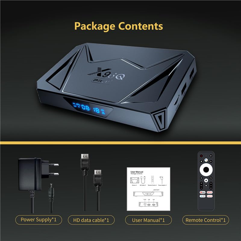 CHROX Android TV Box 14.0, X96Q Pro 4GB RAM 64GB ROM Allwinner H728 Quad-Core Support 2.4G+5G Dual WiFi BT 4.0 3D 4K/8K H.265 USB 3.0 LAN 1000M Ethernet TV Box,4gb+32gb