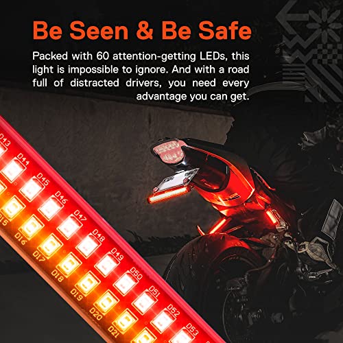 Image of TRUE MODS 1pc 8 inch LED Motorcycle Turn Signal & Brake Taillight Strip [Waterproof] [Dual Row] [RED Tail & Brake] [AMBER Sequential Blinker] Self Adhesive Surface Mount Flexible Lamp for ATV Dirt Bike