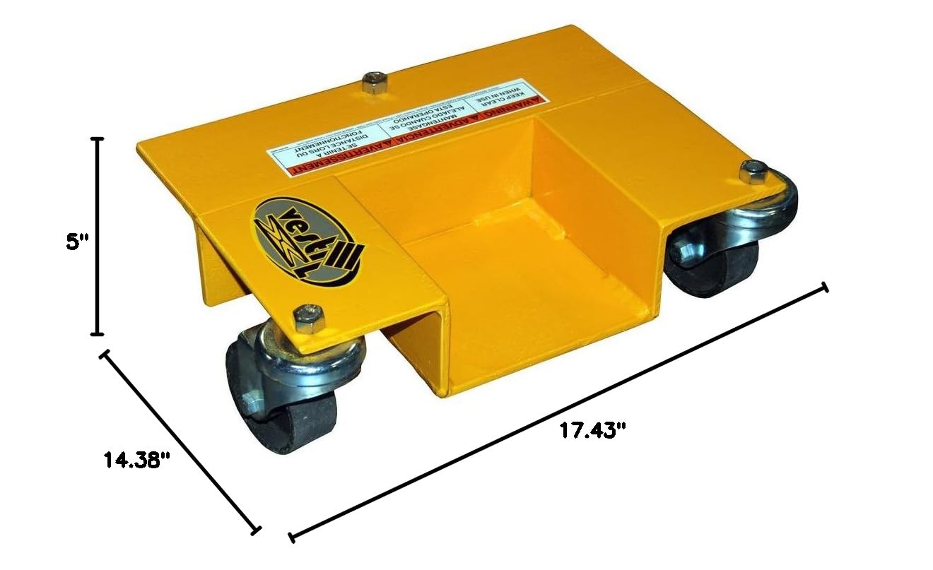 Vestil PRRJ-DOL Steel Pallet Rack Lifting Dollies (2 Quantity) 17-7/16 in. x 14-3/8 in. x 5 in. 1000 Lb. Capacity Yellow