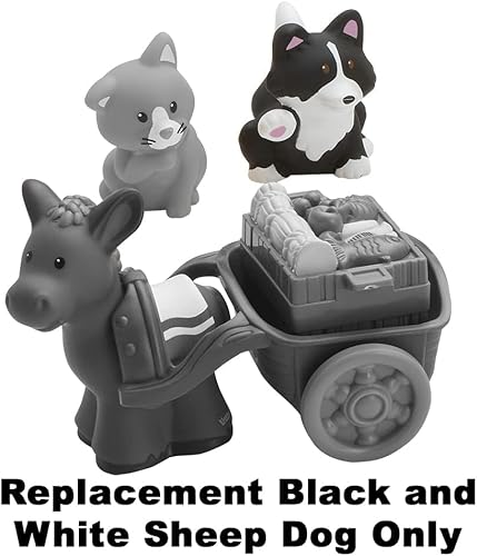 Miniatura 3 de Pieza de repuesto para el juego de pesebre Fisher-Price Little People - N4630 ~ Perro de oveja blanco y negro ~ Funciona con muchos juegos
