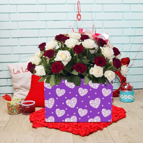 Image of NTAOHAMPER Children's Day Gifts Father Purple Love Fabric Storage Basket Empty with Handles, Books Box, Baby Shower Baptism Lovely Storage24L(Purple Love)