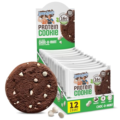 Image of Lenny & Larry's Protein Cookie, Choc-O-Mint - High Protein Snacks with 16g Plant Protein, 10g Fiber, Soft-Baked, Vegan, Non-GMO | 4oz, Pack of 12