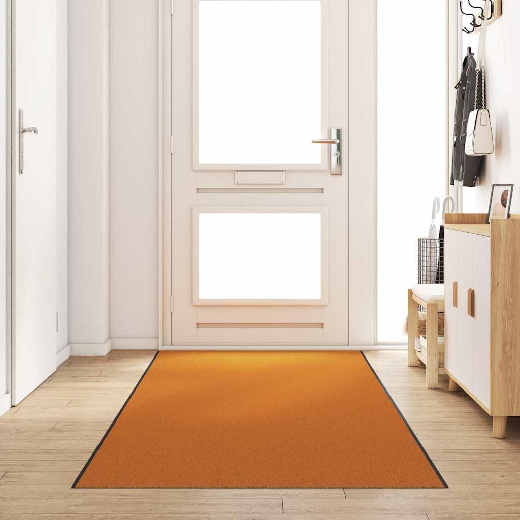 Fußmatte Orange Schwarz 120 x 350 cm aus Polyamid und PVC Modernes Design Robust und Langlebig für Eingang Flur Balkon und Garten