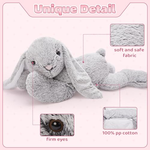 MorisMos 80cm lang riesen Hase Kuscheltier XXL, groß grau Hase Stofftier Plüschtier, weich Kaninchen Plüschhase Puppe, Geburtstag Weihnachten Geschenk Kinder Baby