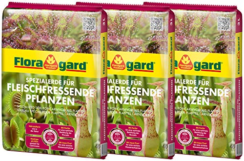 Floragard Spezialerde für fleischfressende Pflanzen 3x3L- Carnivorenerde - Spezialerde zum Topfen und Umtopfen - für Sonnentau, Venusfliegenfallen und andere anspruchsvolle fleischfressende Pflanzen