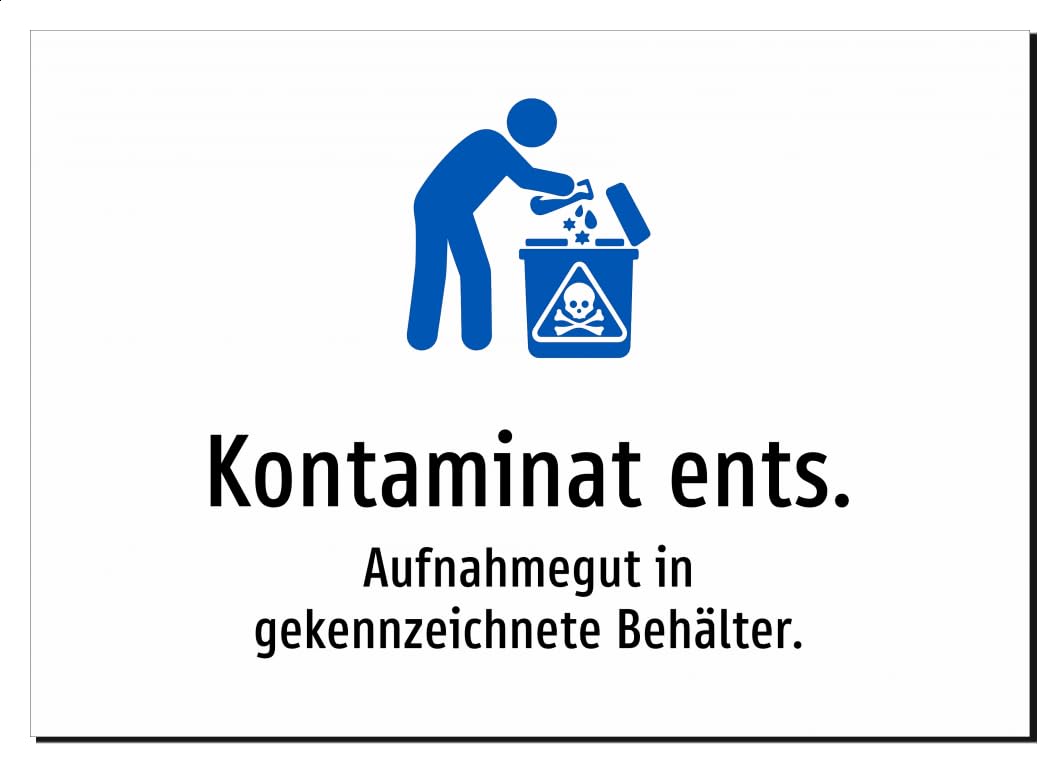 35958-DE-S-13 | Kontaminat ents. - Aufnahmegut in gekennzeichnete Behälter | Aufkleber A2, 594 x 420mm | mit Symbolgrafik und Text