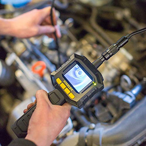STANLEY STHT0-77363 Caméra D'Inspection - Sonde De 90Cm - Diamètre 8Mm - Éclairage Réglable - Caméra Étanche À La Poussière Et Aux Liquides - Écran LCD Rétro Éclairé