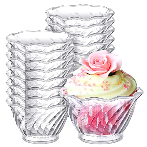 Rtteri 30 Pack Plastic Dessert Cups 6 oz Clear Ice Cream Sundae T...