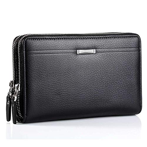 Men Business Handbag PU Leather Wallet Double Zipper Large Capacity Clutch Wallet
