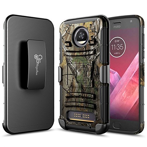 Moto Z2 Play Case with [Tempered Glass Screen Protector], NageBee [Heavy Duty] Armor Shock Proof [Swivel Belt Clip] Holster [Kickstand] Combo Rugged Case for Motorola Moto Z Play 2nd Generation -Camo