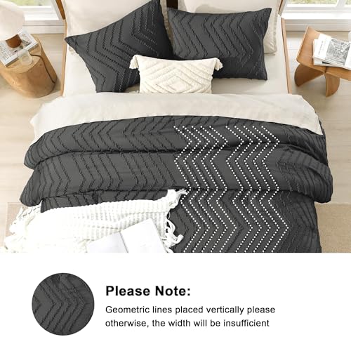 Image of Litanika 3 Pcs Dark Grey Boho Oversized Super King Plus Comforter Set
