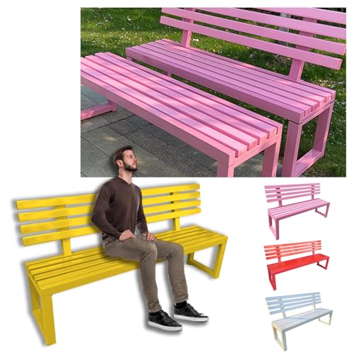 Banc de jardin extérieur durable structure acier traité tout temps décoration - 3