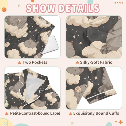 Kitten Cat Cloud Stars Pajamas Set Soft Pjs Sets 2 Piece Short Sleeve Sleepwear Casual Loungewear3