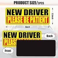SINGARO New Driver Magnet for Car, Please Be Patient New Driver, 3Pcs Magnetic Reflective Novice Rookie Drivers Safety Warning Bumper Stickers, Removable Car Exterior Accessories — image 2