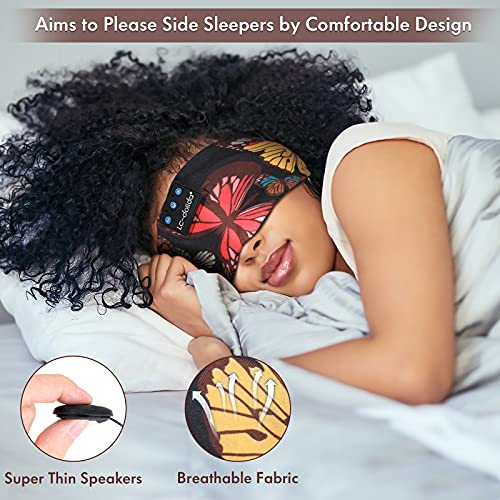 Lc-Dolida Sleep Mask With Bluetooth Headphones, Floral Sleep Headphones Bluetooth Headband For Sleeping Sports Sleep Mask For Side Sleeper, Best Gift And Travel Essentials #TOP3