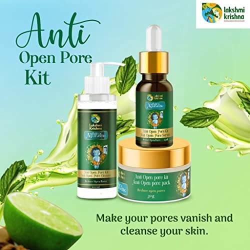 Image of Lakshmi Krishna Natural Anti Open pore kit (Cleanser 100ml, Pack 50g, Serum 15ml) ||Make your pores Vanish And Cleanse Your Skin Radiant & Youthful Complexion||