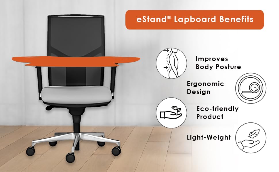 Image of Lap Board for Study | Home | Dining | Office | Laptop | Computer Desk | Reading & Writing | Multi-Purpose | Made in India | (MENDARIN, SPIDER-LB-30X16-MENDARIN)