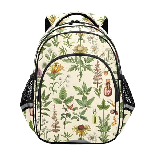 School Backpack for Boys Teen Bookbag Book Bags Herbal Floristic Casual Daypack Travel High Middle School Student