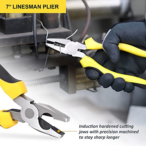 TOPLINE 5-Piece Pliers Set, Pliers Tool Set Included 8" Groove Joint Pliers, 7" Linesman Pliers, 6" Long Nose Pliers, 6" Slip Joint Pliers, 6" Diagonal Pliers for Basic Home Maintenance - Thumbnail 5