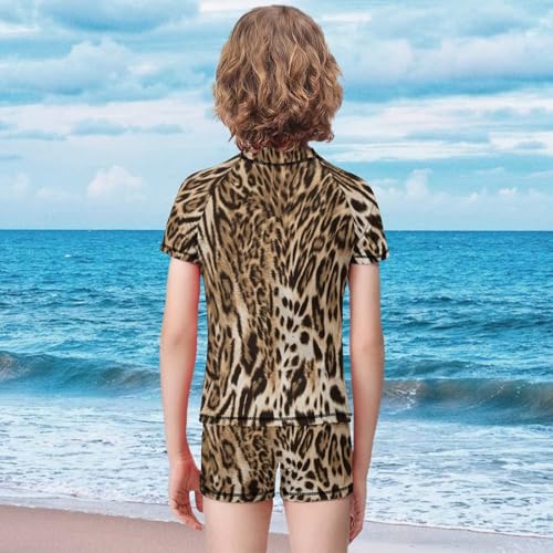 Furry Leopard SkinChildren's Swimsuits Boys Two Piece Suit10-12Y（150cm）2