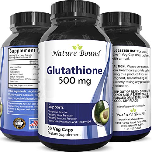 Pure Glutathione Supplement 500 mg GSH - Pure Skin Whitening Pills Natural Antioxidant