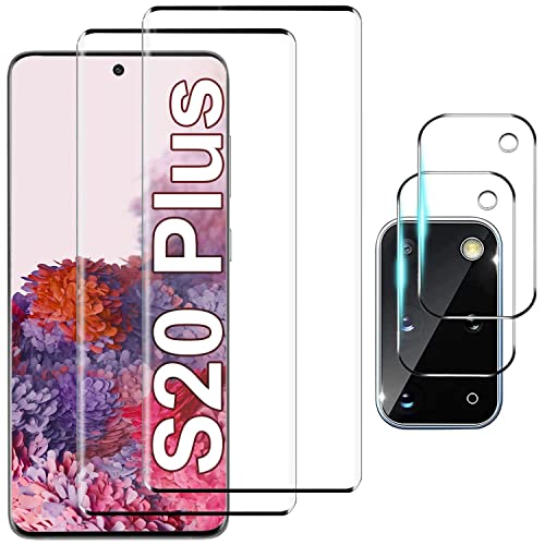 [2+2 Pack] Schutzfolie für Panzerglas für Samsung Galaxy S20 Plus, Fingerabdrucksensor Kompatible, Linse Schutzfolie, 3D Full Screen Panzerglasfolie, 9H Härte, Displayschutzfolie für Galaxy S20 Plus Cover